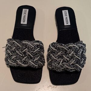 Steve Madden Black and White Braided Sandals